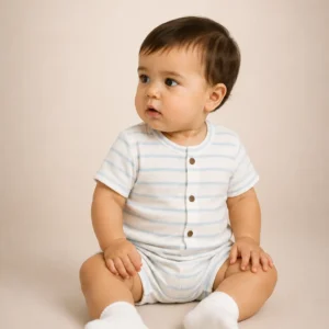 Combishort rayée bleu ciel bébé garçon Ridae Maroc