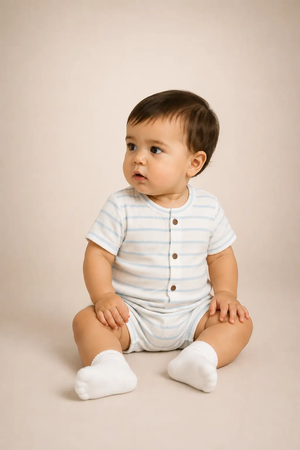 Combishort rayée bleu ciel bébé garçon Ridae Maroc