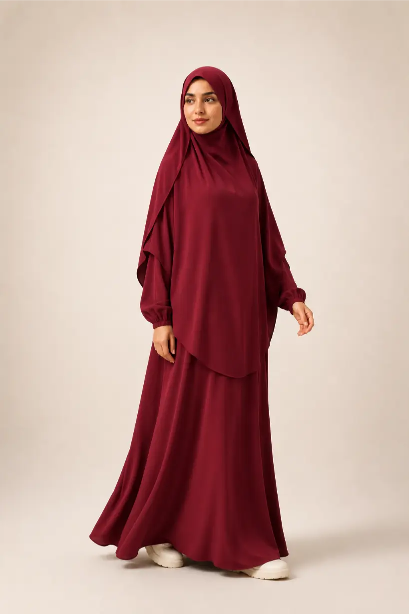 Abaya grenat femme Ridae رداء Maroc