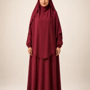 Abaya grenat femme Ridae رداء Maroc vue face
