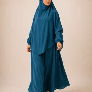Abaya Bleu Canard Fluide Longue Couvrante